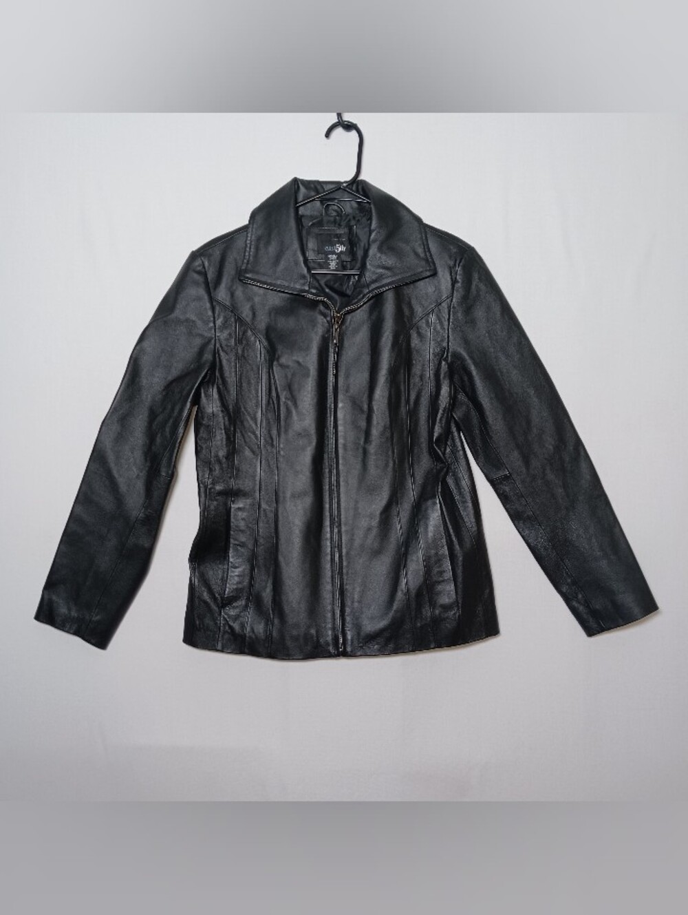 East 5th Womens Black Genuine Leather Jacket Small Full Zip Up